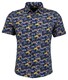 Ragman Pima Cotton Subtle Stretch Palm Tree Short Sleeve Overhemd Marine-Multi