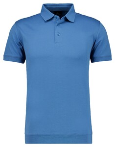 Ragman Pima Cotton Uni Color Polo Bottom Rib Blauw