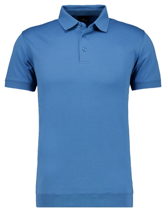 Ragman Pima Cotton Uni Color Polo Bottom Rib Blauw