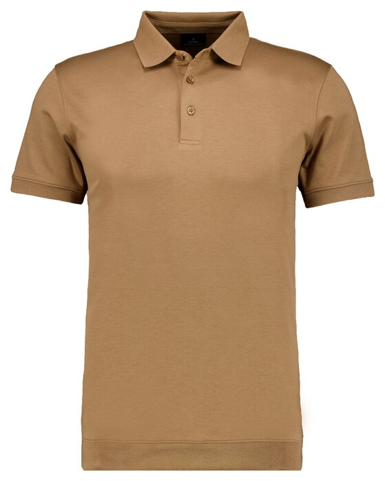 Ragman Pima Cotton Uni Color Polo Bottom Rib Chestnut
