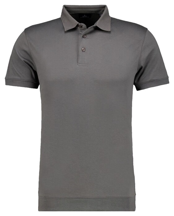 Ragman Pima Cotton Uni Color Polo Bottom Rib Leisteen