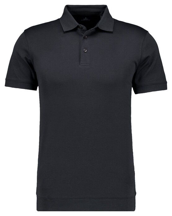 Ragman Pima Cotton Uni Color Polo Bottom Rib Zwart