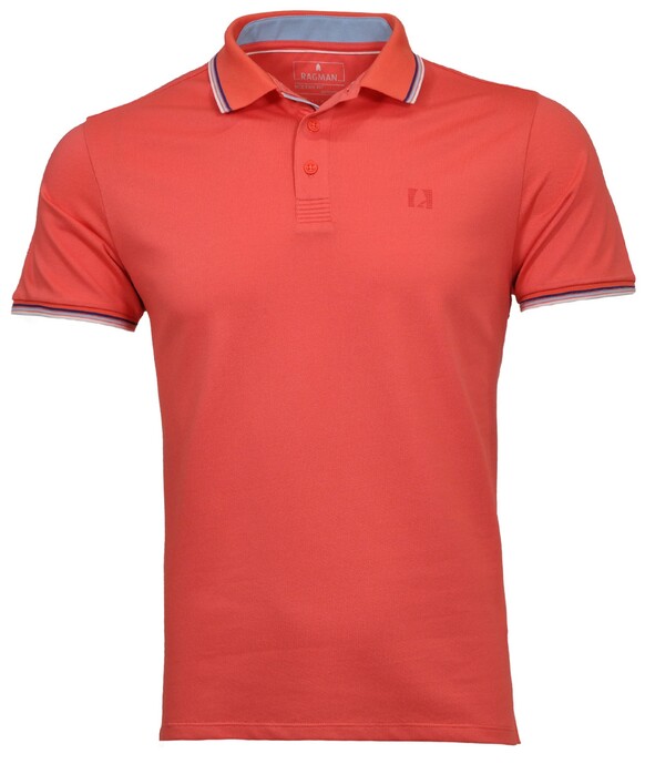 Ragman Piqué Uni Tipping Keep Dry Finish Polo Coral