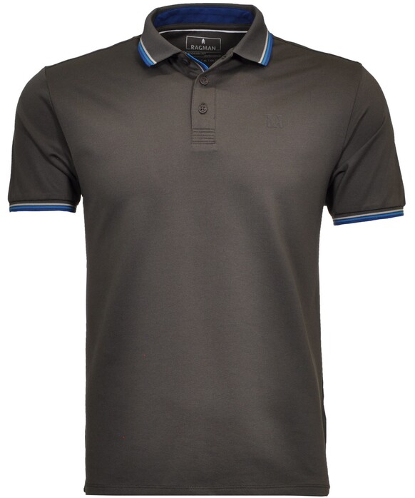 Ragman Piqué Uni Tipping Keep Dry Finish Polo Leisteen