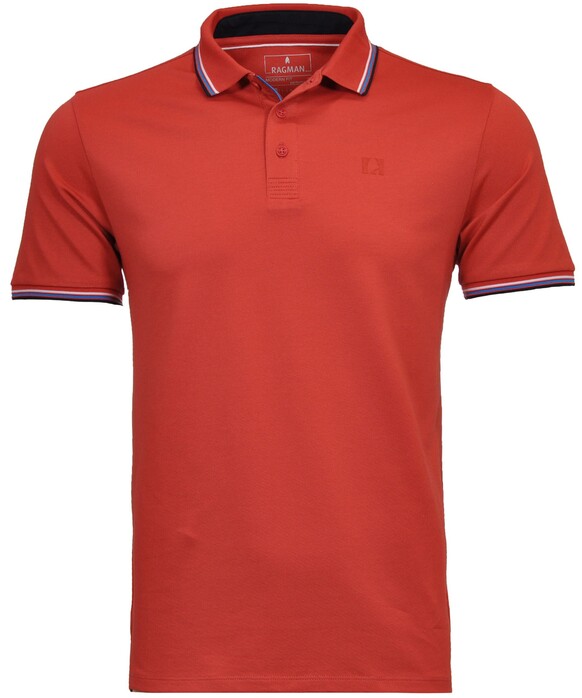 Ragman Piqué Uni Tipping Keep Dry Finish Polo Rood
