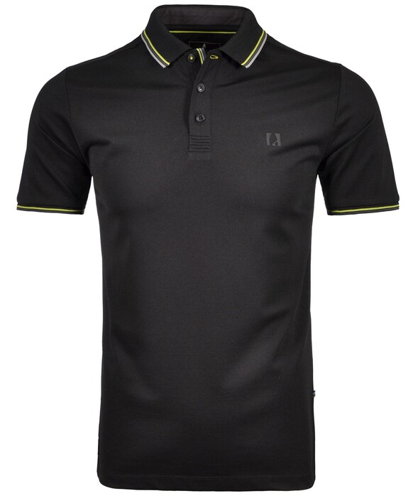 Ragman Piqué Uni Tipping Keep Dry Finish Polo Zwart