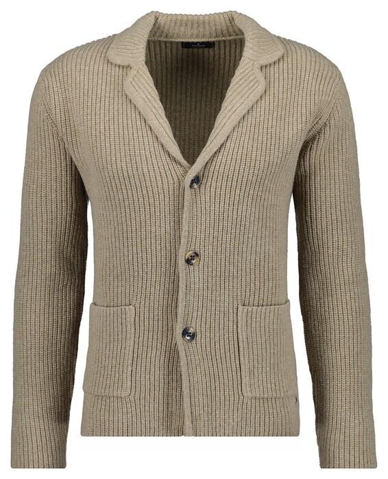 Ragman Rib Knit Cardigan Blazer Vest Camel