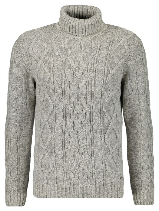 Ragman Rollneck Cable Design Pullover Grey