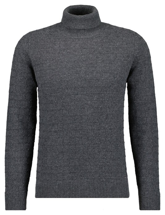 Ragman Rollneck Structure Knit Merino Cashmere Trui Antraciet