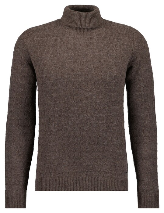 Ragman Rollneck Structure Knit Merino Cashmere Trui Bruin
