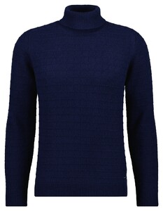 Ragman Rollneck Structure Knit Merino Cashmere Trui Marine