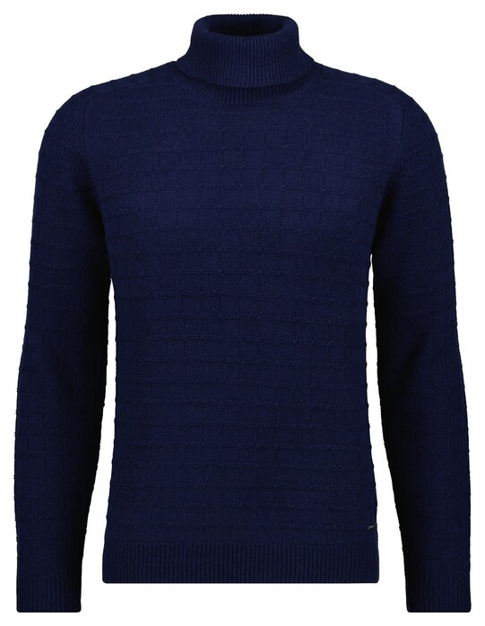 Ragman Rollneck Structure Knit Merino Cashmere Trui Marine