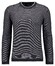 Ragman Round Neck Cotton Cashmere Bicolor Stripe Knit Trui Antraciet
