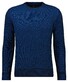 Ragman Round Neck Cotton Cashmere Bicolor Stripe Knit Trui Antraciet