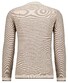 Ragman Round Neck Cotton Cashmere Bicolor Stripe Knit Trui Beige Melange