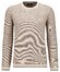 Ragman Round Neck Cotton Cashmere Bicolor Stripe Knit Trui Beige Melange