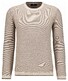 Ragman Round Neck Cotton Cashmere Bicolor Stripe Knit Trui Beige Melange