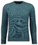 Ragman Round Neck Cotton Cashmere Bicolor Stripe Knit Trui Donker Groen
