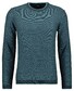 Ragman Round Neck Cotton Cashmere Bicolor Stripe Knit Trui Donker Groen