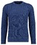 Ragman Round Neck Cotton Cashmere Bicolor Stripe Knit Trui Duivenblauw