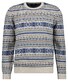 Ragman Round Neck Jacquard Knit Cotton Cashmere Trui Beige-Blauw