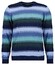 Ragman Round Neck Striped Cotton Cashmere Pullover Marine-Aqua