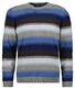 Ragman Round Neck Striped Cotton Cashmere Pullover Taupe-Blue