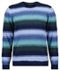 Ragman Round Neck Striped Cotton Cashmere Trui Marine-Aqua