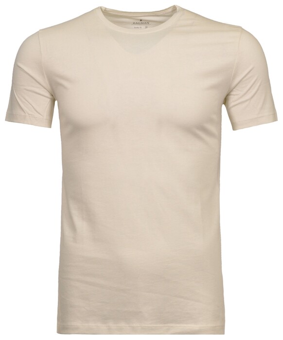 Ragman Round Neck Uni Bodyfit T-Shirt Ecru