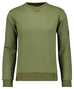 Ragman Round Neck Uni Color Sweat Pullover Dark Green
