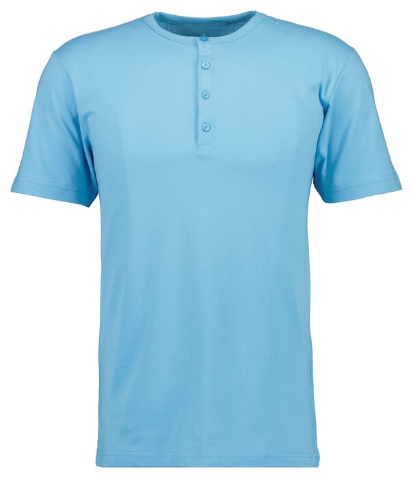 Ragman Serafino Round Neck Uni Pima Cotton T-Shirt Blauw Melange
