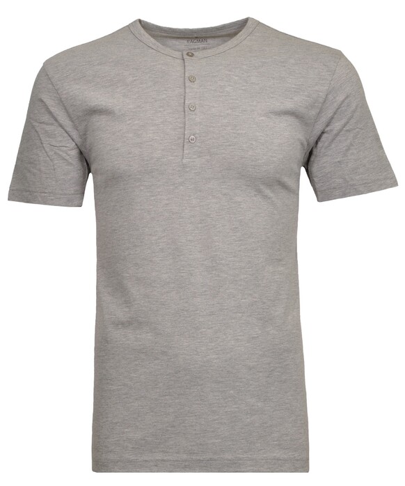Ragman Serafino Round Neck Uni Pima Cotton T-Shirt Grijs Melange