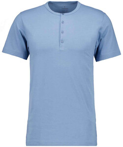 Ragman Serafino Round Neck Uni Pima Cotton T-Shirt Midden Blauw