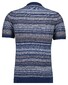 Ragman Short Sleeve Knit Stripe Resort Collar Trui Night Blue-Multi