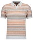 Ragman Short Sleeve Knit Stripe Resort Collar Trui Oranje-Multi