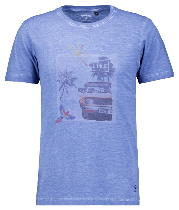 Ragman Smooth Life Graphic Jersey Crew Neck T-Shirt Royal Blue