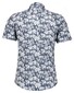 Ragman Soft Knit Abstract Floral Pattern Overhemd Donker Blauw-Wit