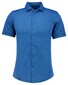 Ragman Soft Knit Easy Care Short Sleeve Solid Color Overhemd Blue Melange