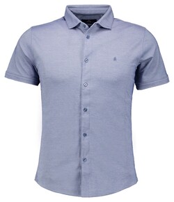 Ragman Soft Knit Easy Care Short Sleeve Solid Color Overhemd Duivenblauw