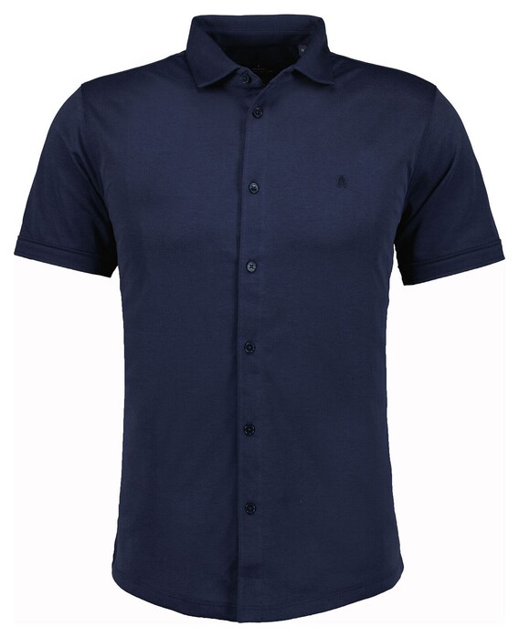 Ragman Soft Knit Easy Care Short Sleeve Solid Color Overhemd Marine