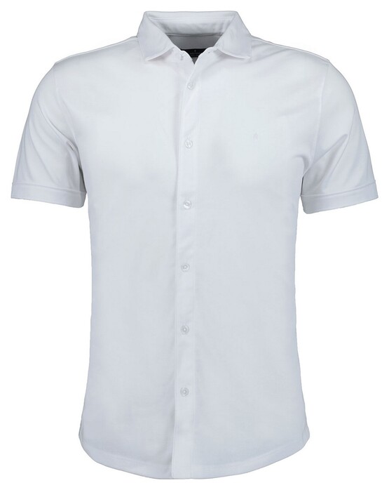 Ragman Soft Knit Easy Care Short Sleeve Solid Color Overhemd Wit