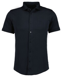Ragman Soft Knit Easy Care Short Sleeve Solid Color Overhemd Zwart
