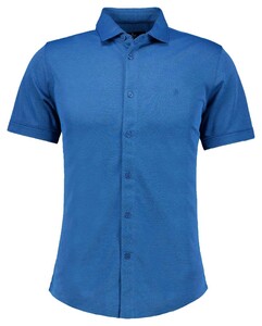 Ragman Soft Knit Easy Care Short Sleeve Solid Color Shirt Blue Melange