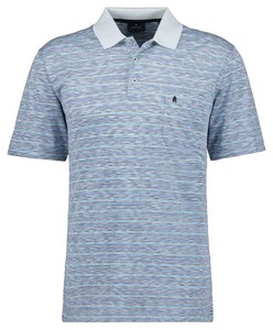 Ragman Soft Knit Easy Care Stripe Polo Dove-Multi