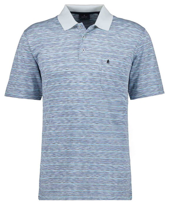 Ragman Soft Knit Easy Care Stripe Polo Dove-Multi