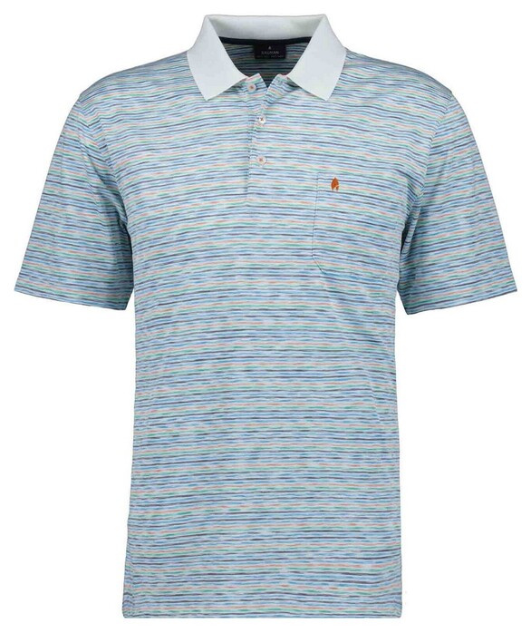 Ragman Soft Knit Easy Care Stripe Polo Marine-Multi
