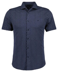 Ragman Soft Knit Fine Polka Dot Pima Cotton Fabric Mix Shirt Marine