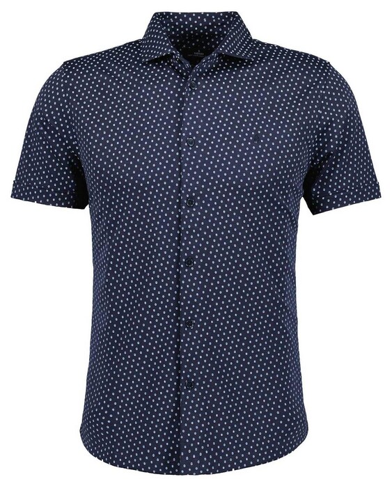 Ragman Soft Knit Fine Polka Dot Pima Cotton Fabric Mix Shirt Marine