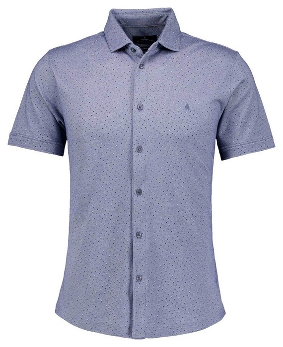 Ragman Soft Knit Fine Polka Dot Pima Cotton Fabric Mix Shirt Pigeon Blue
