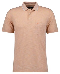 Ragman Soft Knit Fine Stripe Easy Care Polo Abrikoos